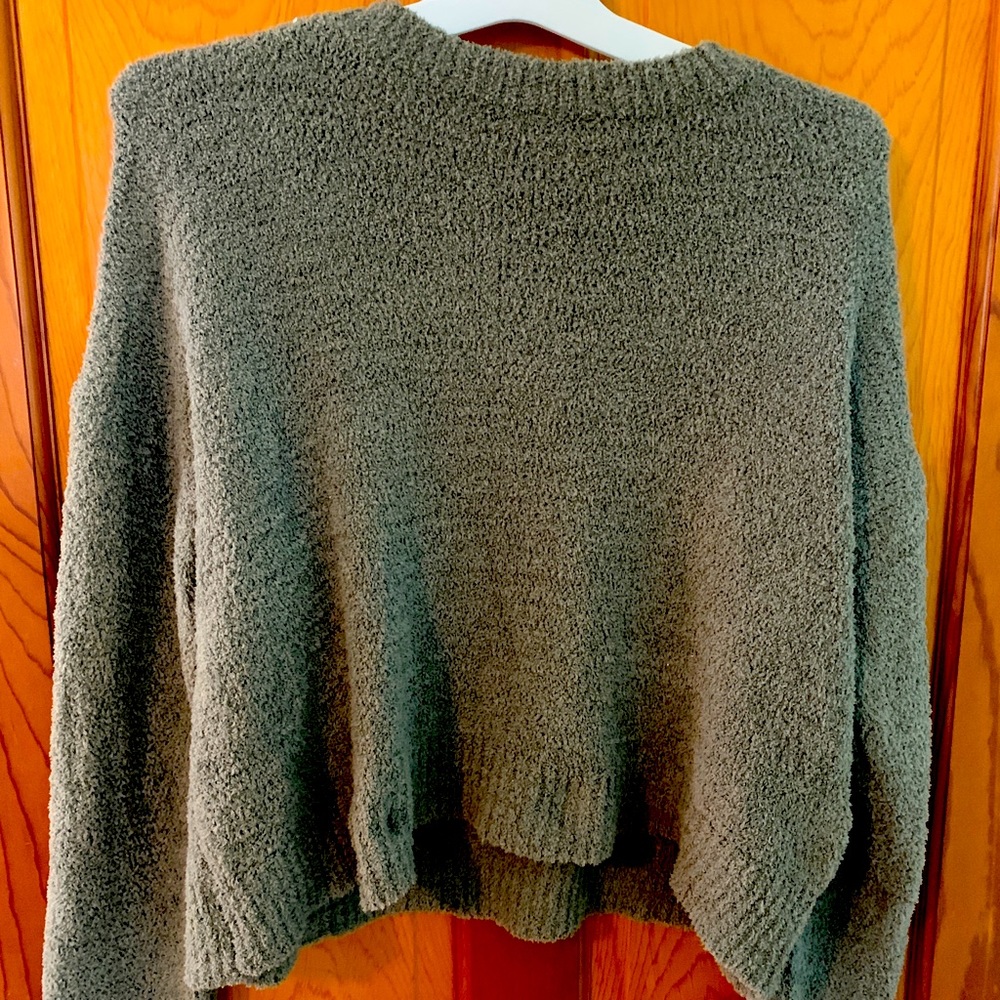 Popcorn green cropped sweater
